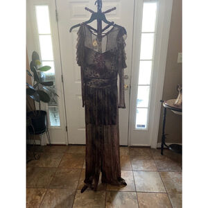 LUZ MERLOT & GOLD LINED PARTY JUMPSUIT SIZE M